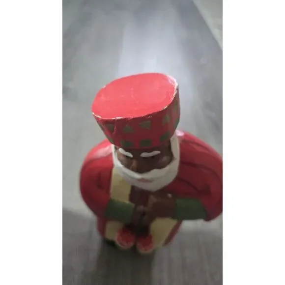 3 Vintage Painted Folk Art Christmas African / Brown Santa Figures Decor 10" - Picture 15 of 16